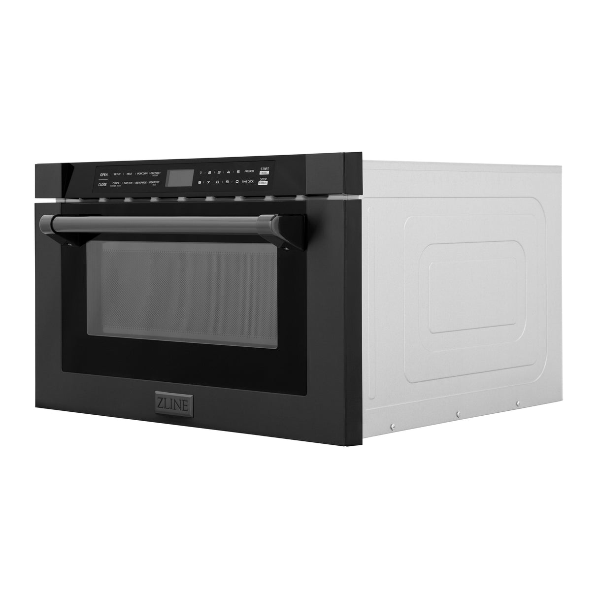 ZLINE 24" 1.2 cu ft Built-in Microwave Drawer with a Traditional Handle in Black Stainless Steel (MWD-1-BS-H)