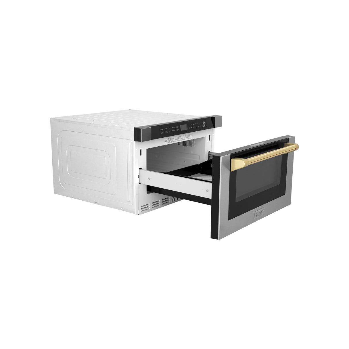 ZLINE Autograph Edition 24" 1.2 cu ft Built-in Microwave Drawer with a Traditional Handle in Stainless Steel and Gold Accents (MWDZ-1-H-G)