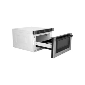 ZLINE Autograph Edition 24" 1.2 cu ft Built-in Microwave Drawer with a Traditional Handle in Stainless Steel and Matte Black Accents (MWDZ-1-H-MB)