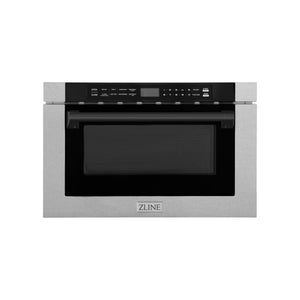 ZLINE Autograph Edition 24" 1.2 cu ft Built-in Microwave Drawer with a Traditional Handle in Fingerprint Resistant Stainless Steel and Matte Black Accents (MWDZ-1-SS-H-MB)