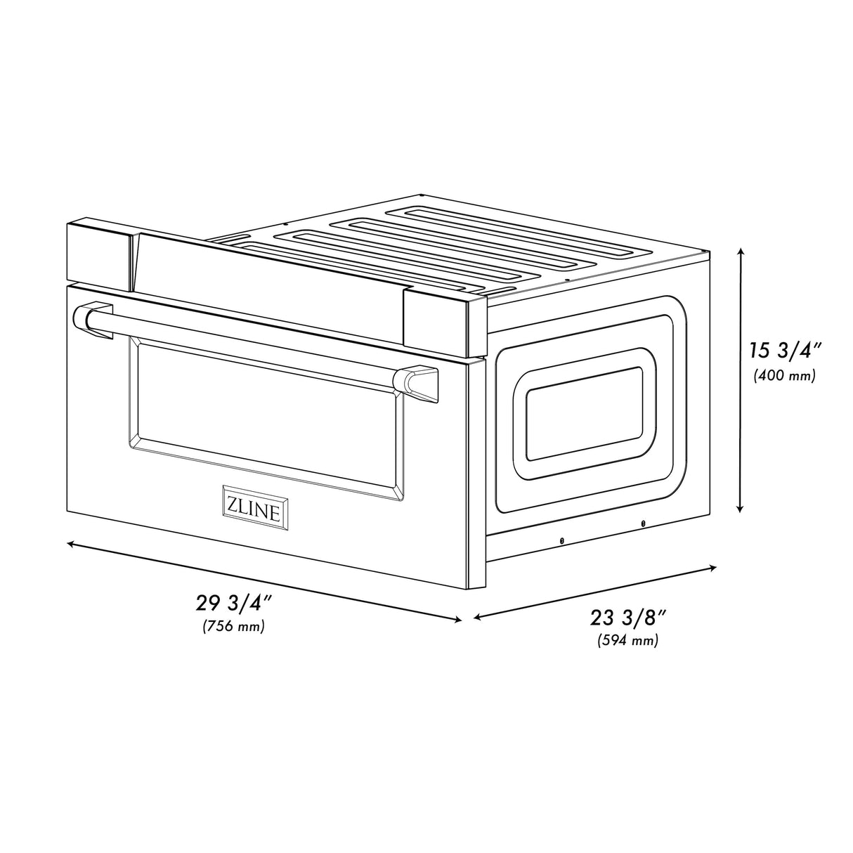 ZLINE Autograph Edition 30" 1.2 cu ft Built-in Microwave Drawer in Black Stainless Steel and Champagne Bronze Accents (MWDZ-30-BS-CB)