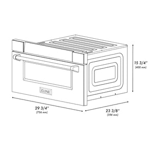 ZLINE Autograph Edition 30" 1.2 cu ft Built-in Microwave Drawer in Black Stainless Steel and Champagne Bronze Accents (MWDZ-30-BS-CB)