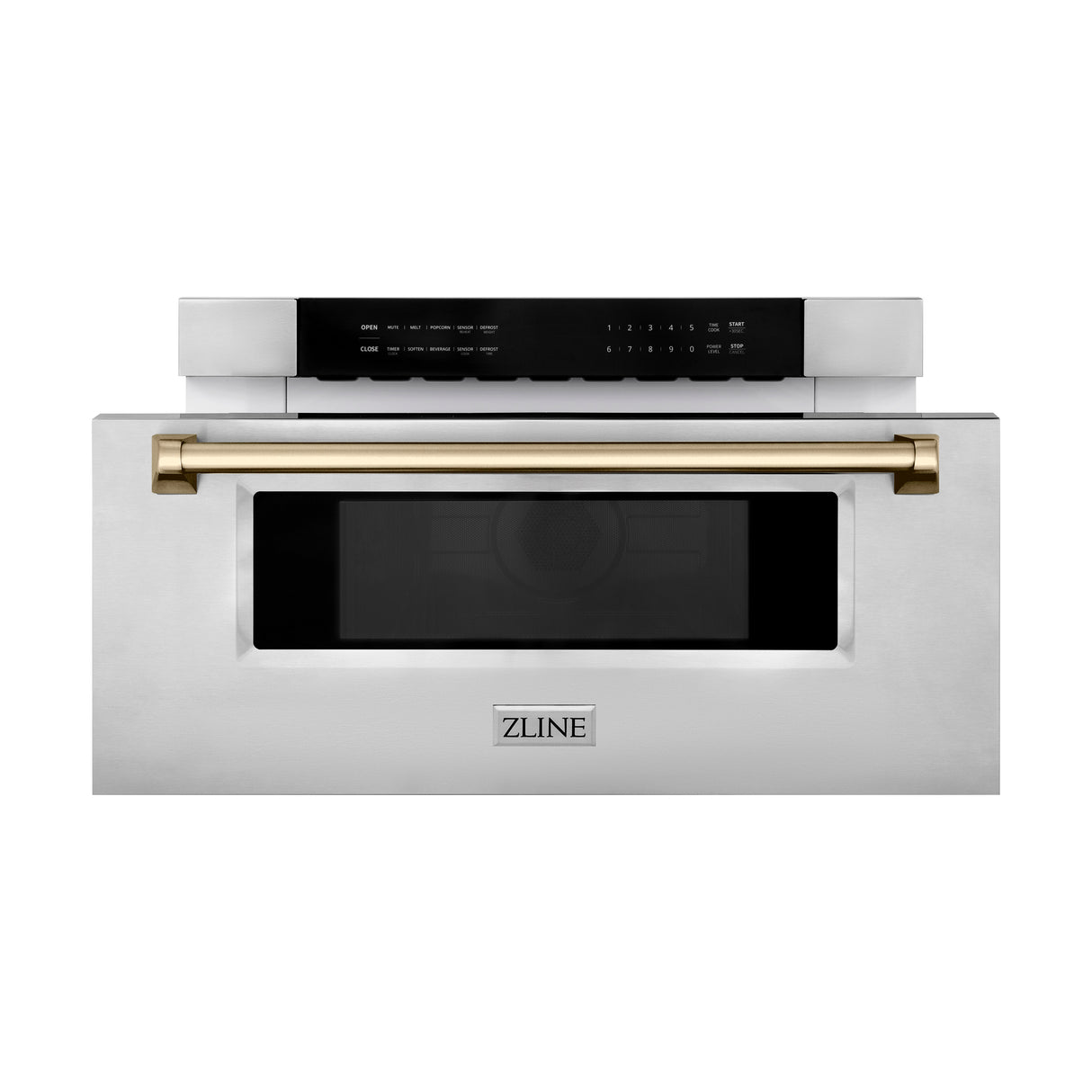 ZLINE Autograph Edition 30" 1.2 cu ft Built-In Microwave Drawer in Stainless Steel with Champagne Bronze Accents (MWDZ-30-CB)