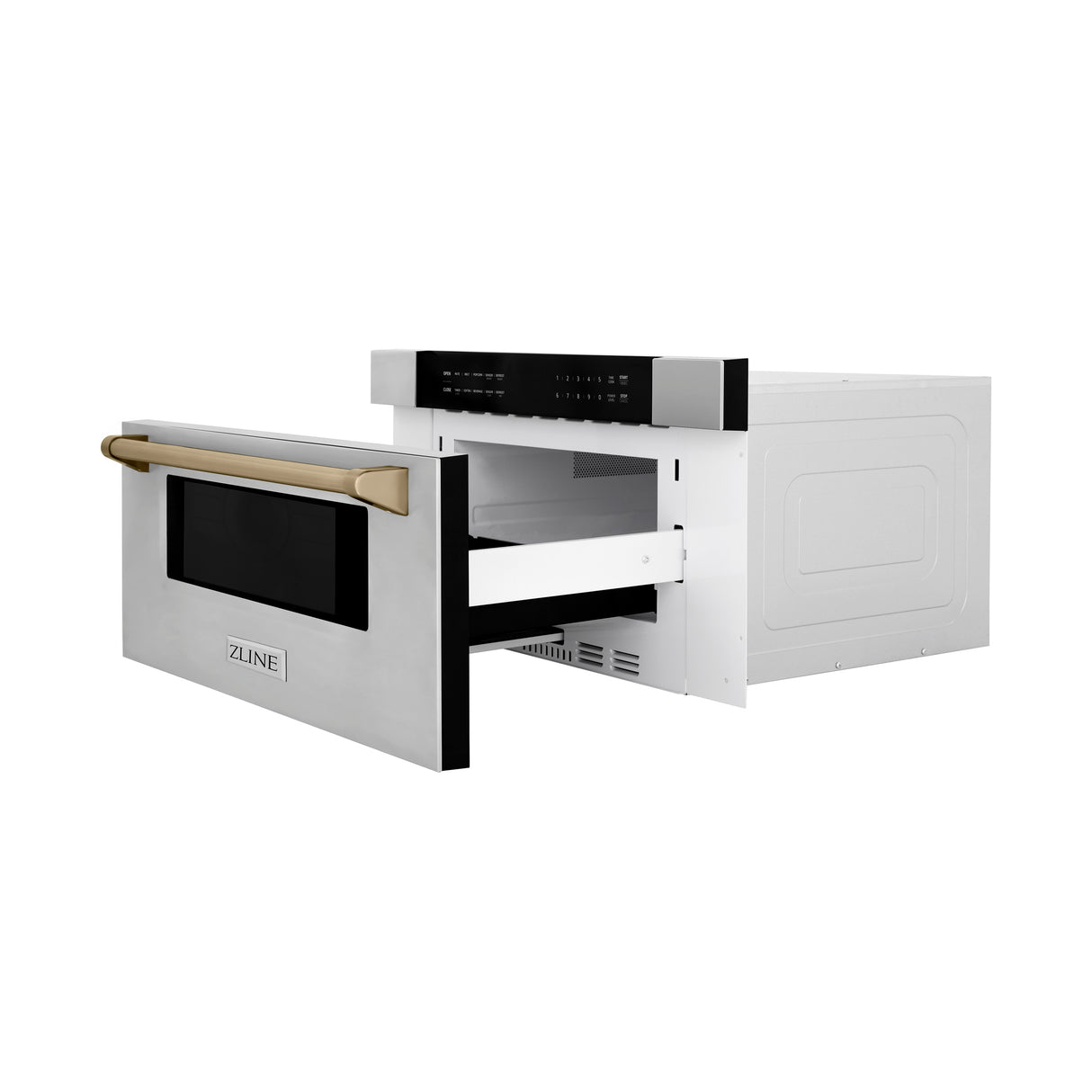 ZLINE Autograph Edition 30" 1.2 cu ft Built-In Microwave Drawer in Stainless Steel with Champagne Bronze Accents (MWDZ-30-CB)