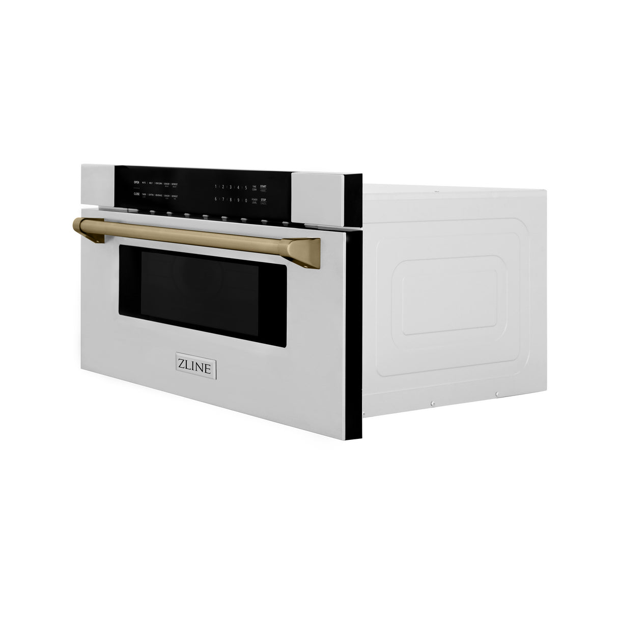 ZLINE Autograph Edition 30" 1.2 cu ft Built-In Microwave Drawer in Stainless Steel with Champagne Bronze Accents (MWDZ-30-CB)