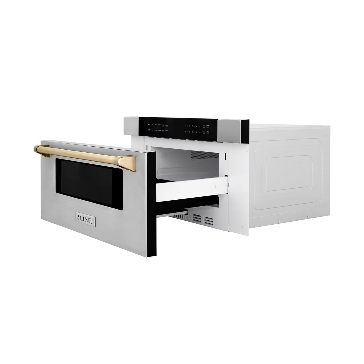 ZLINE Autograph Edition 30" 1.2 cu ft Built-In Microwave Drawer in Stainless Steel with Gold Accents (MWDZ-30-G)