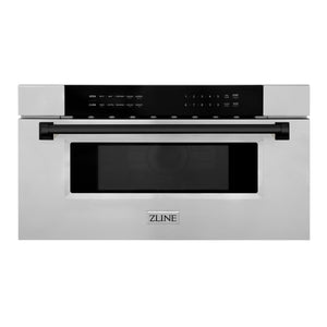 ZLINE Autograph Edition 30" 1.2 cu ft Built-In Microwave Drawer in Stainless Steel with Matte Black Accents (MWDZ-30-MB)