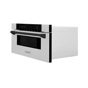 ZLINE Autograph Edition 30" 1.2 cu ft Built-In Microwave Drawer in Stainless Steel with Matte Black Accents (MWDZ-30-MB)