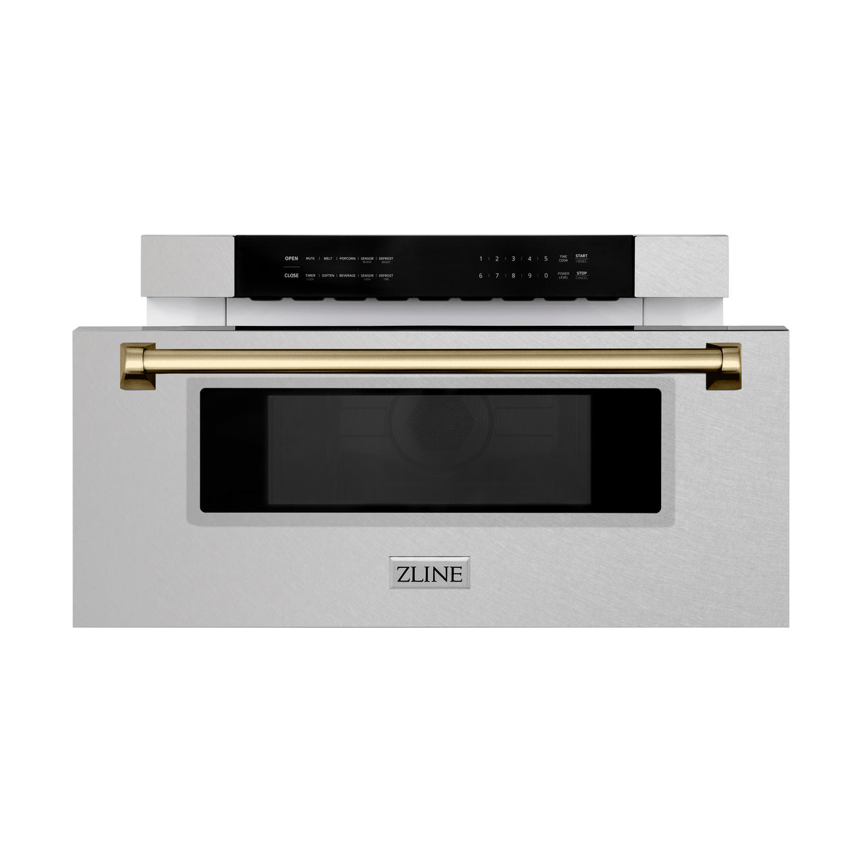 ZLINE Autograph Edition 30" 1.2 cu ft Built-In Microwave Drawer in Fingerprint Resistant Stainless Steel with Champagne Bronze Accents (MWDZ-30-SS-CB)