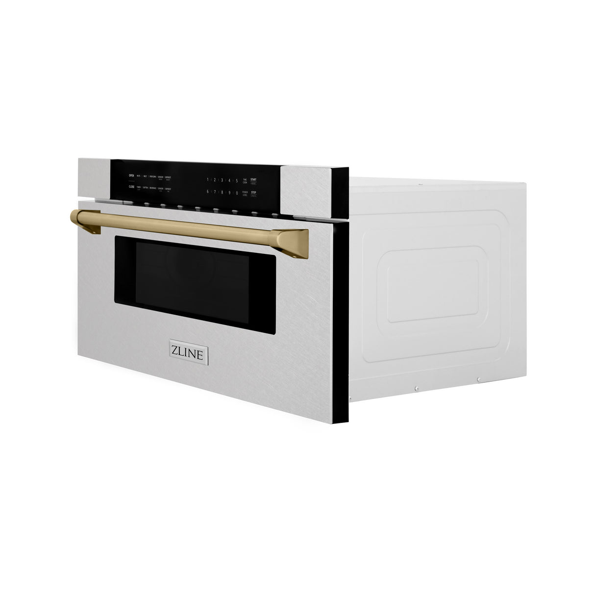 ZLINE Autograph Edition 30" 1.2 cu ft Built-In Microwave Drawer in Fingerprint Resistant Stainless Steel with Champagne Bronze Accents (MWDZ-30-SS-CB)