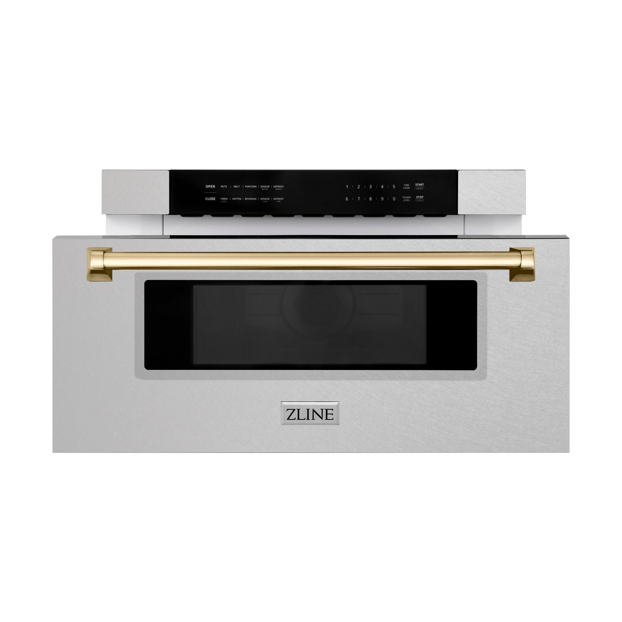 ZLINE Autograph Edition 30" 1.2 cu ft Built-In Microwave Drawer in Fingerprint Resistant Stainless Steel with Gold Accents (MWDZ-30-SS-G)