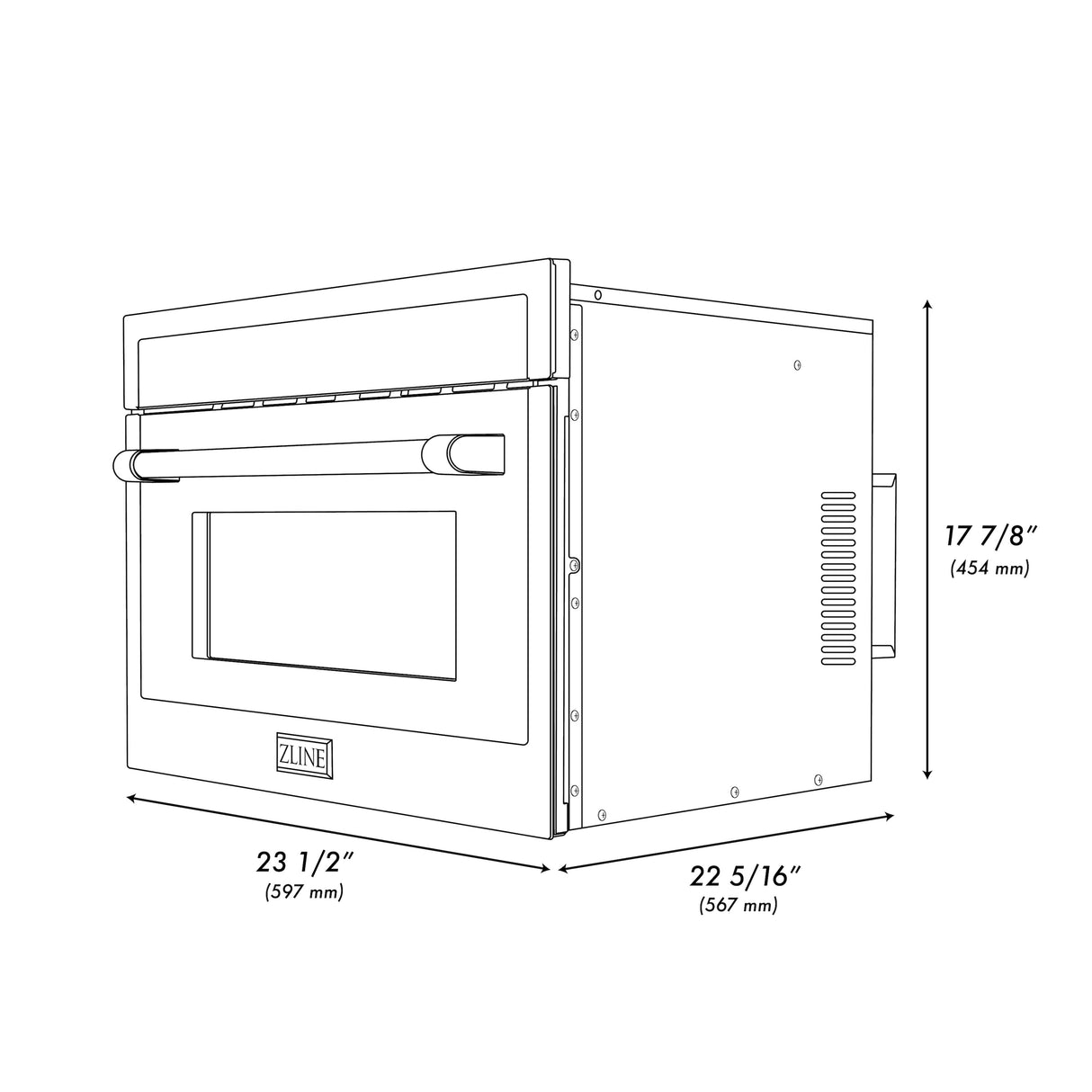 ZLINE 24" 1.6 cu ft. Built-in Convection Microwave Oven in Black Stainless Steel with Speed and Sensor Cooking (MWO-24-BS)