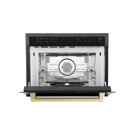 ZLINE Autograph Edition 24" 1.6 cu ft. Built-in Convection Microwave Oven in Black Stainless Steel and Champagne Bronze Accents (MWOZ-24-BS-CB)