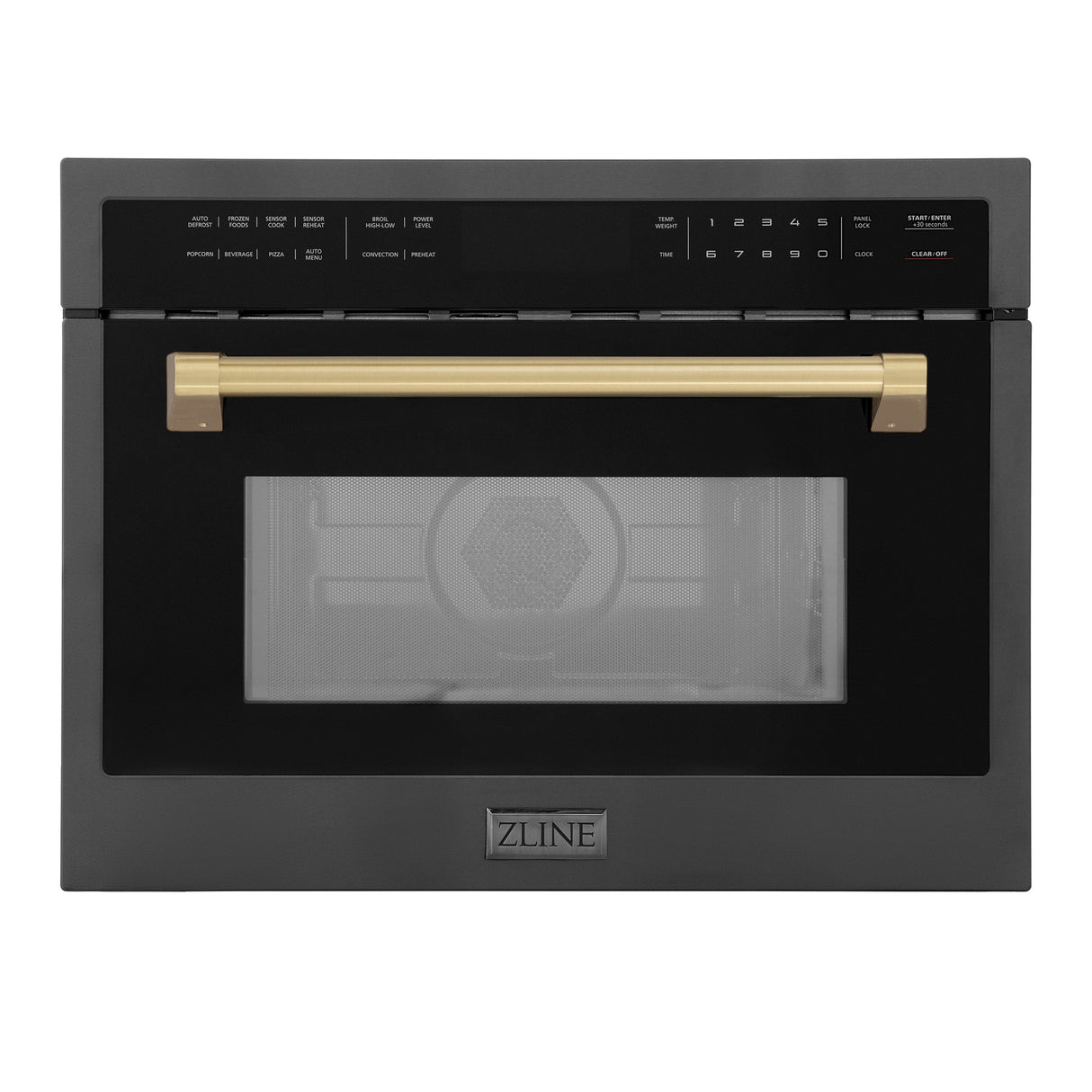 ZLINE Autograph Edition 24" 1.6 cu ft. Built-in Convection Microwave Oven in Black Stainless Steel and Champagne Bronze Accents (MWOZ-24-BS-CB)