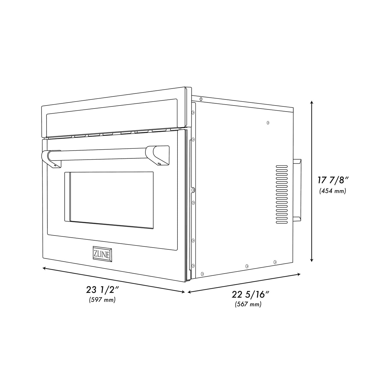 ZLINE Autograph Edition 24" 1.6 cu ft. Built-in Convection Microwave Oven in Black Stainless Steel and Gold Accents (MWOZ-24-BS-G)