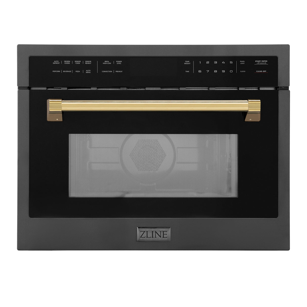 ZLINE Autograph Edition 24" 1.6 cu ft. Built-in Convection Microwave Oven in Black Stainless Steel and Gold Accents (MWOZ-24-BS-G)