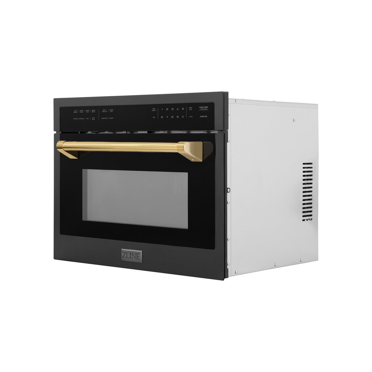 ZLINE Autograph Edition 24" 1.6 cu ft. Built-in Convection Microwave Oven in Black Stainless Steel and Gold Accents (MWOZ-24-BS-G)