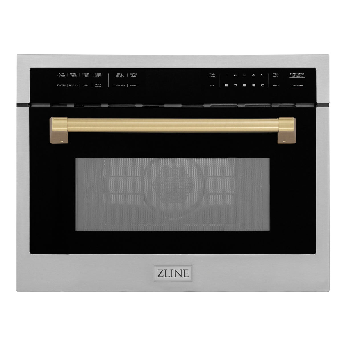 ZLINE Autograph Edition 24" 1.6 cu ft. Built-in Convection Microwave Oven in Stainless Steel and Champagne Bronze Accents (MWOZ-24-CB)