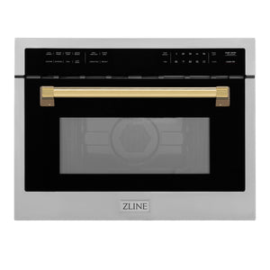 ZLINE Autograph Edition 24" 1.6 cu ft. Built-in Convection Microwave Oven in Stainless Steel and Gold Accents (MWOZ-24-G)