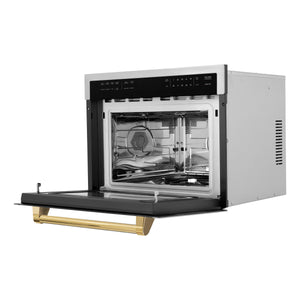 ZLINE Autograph Edition 24" 1.6 cu ft. Built-in Convection Microwave Oven in Stainless Steel and Gold Accents (MWOZ-24-G)