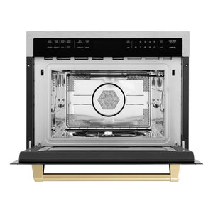 ZLINE Autograph Edition 24" 1.6 cu ft. Built-in Convection Microwave Oven in Fingerprint Resistant Stainless Steel with Champagne Bronze Accents (MWOZ-24-SS-CB)