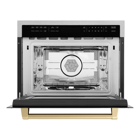 ZLINE Autograph Edition 24" 1.6 cu ft. Built-in Convection Microwave Oven in Fingerprint Resistant Stainless Steel with Champagne Bronze Accents (MWOZ-24-SS-CB)