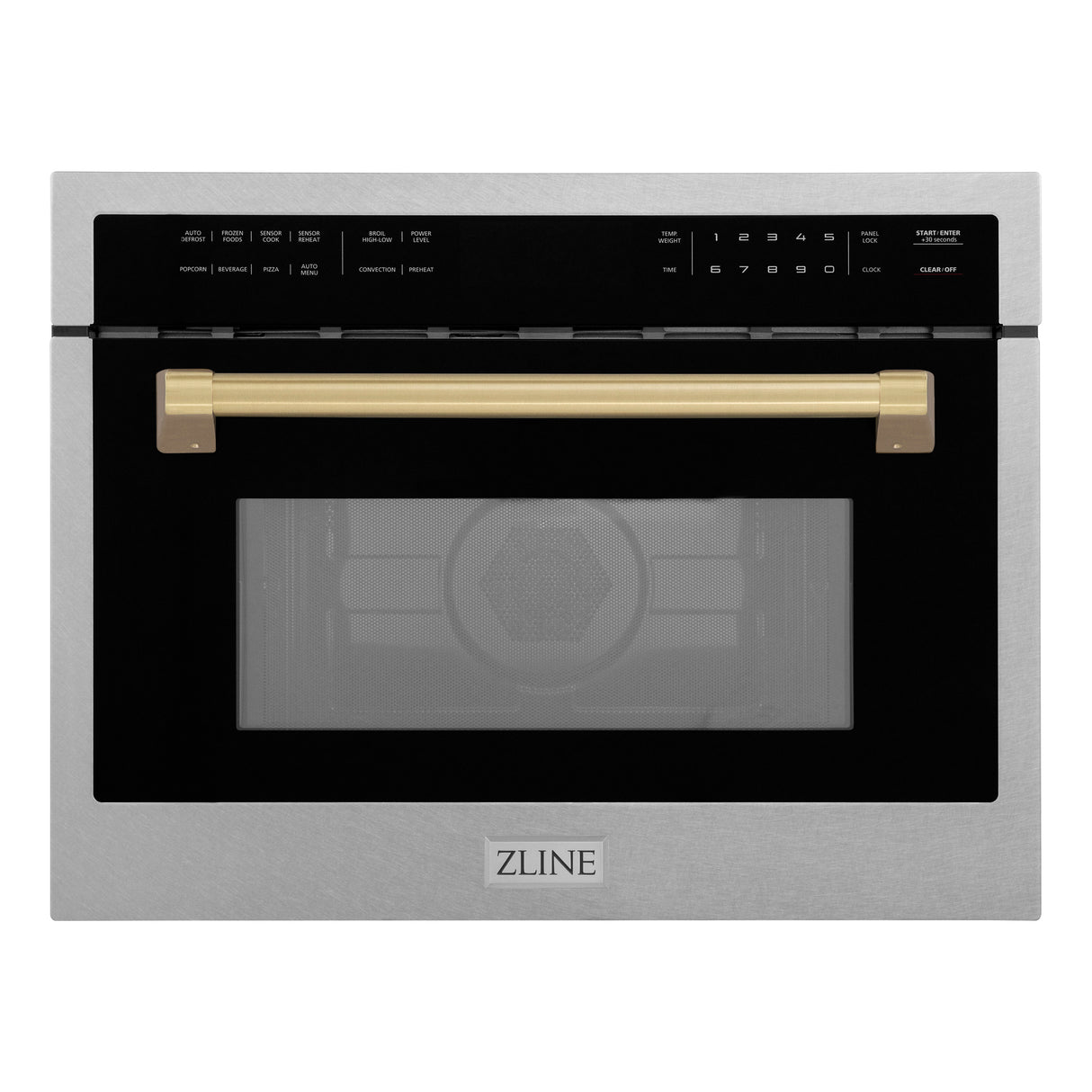 ZLINE Autograph Edition 24" 1.6 cu ft. Built-in Convection Microwave Oven in Fingerprint Resistant Stainless Steel with Champagne Bronze Accents (MWOZ-24-SS-CB)