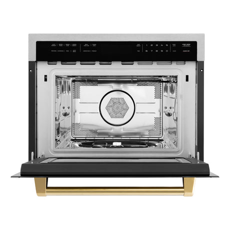 ZLINE Autograph Edition 24" 1.6 cu ft. Built-in Convection Microwave Oven in Fingerprint Resistant Stainless Steel with Gold Accents (MWOZ-24-SS-G)