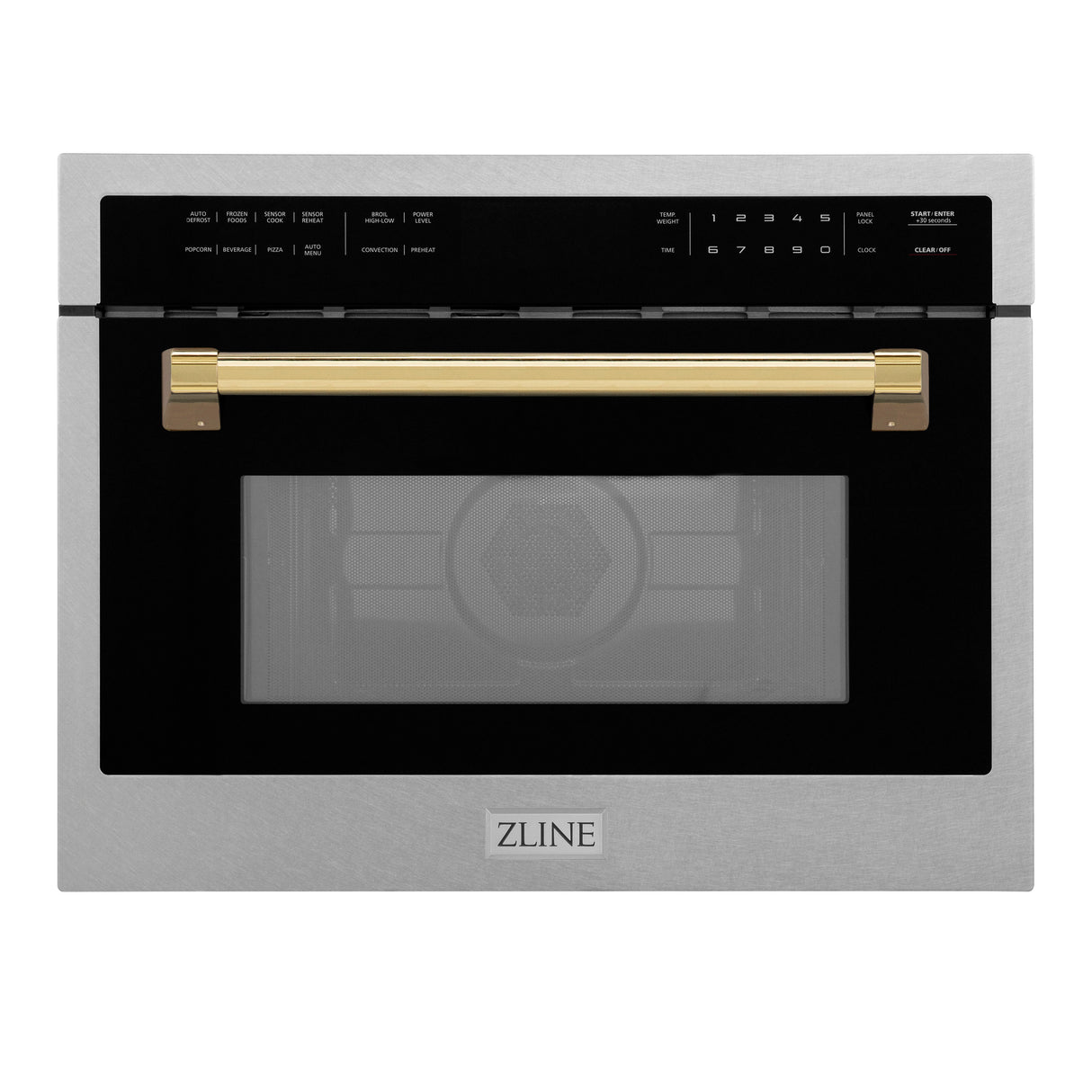 ZLINE Autograph Edition 24" 1.6 cu ft. Built-in Convection Microwave Oven in Fingerprint Resistant Stainless Steel with Gold Accents (MWOZ-24-SS-G)