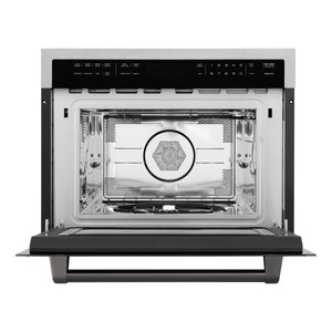 ZLINE Autograph Edition 24" 1.6 cu ft. Built-in Convection Microwave Oven in Fingerprint Resistant Stainless Steel with Matte Black Accents (MWOZ-24-SS-MB)