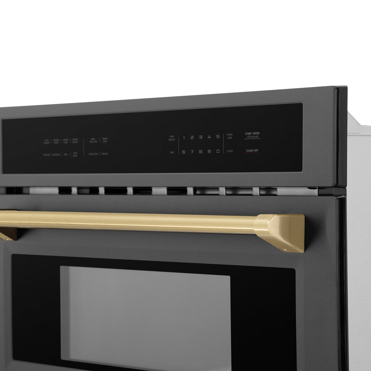 ZLINE Autograph Edition 30" 1.6 cu ft. Built-in Convection Microwave Oven in Black Stainless Steel and Champagne Bronze Accents (MWOZ-30-BS-CB)