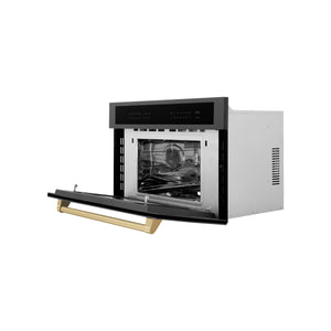 ZLINE Autograph Edition 30" 1.6 cu ft. Built-in Convection Microwave Oven in Black Stainless Steel and Champagne Bronze Accents (MWOZ-30-BS-CB)