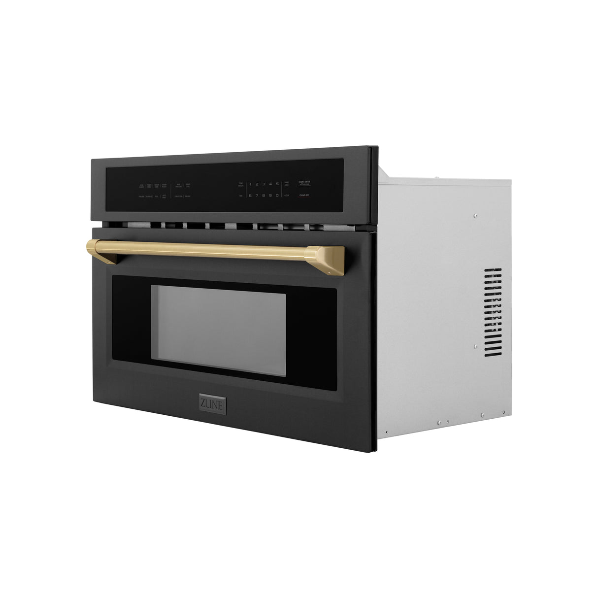 ZLINE Autograph Edition 30" 1.6 cu ft. Built-in Convection Microwave Oven in Black Stainless Steel and Champagne Bronze Accents (MWOZ-30-BS-CB)