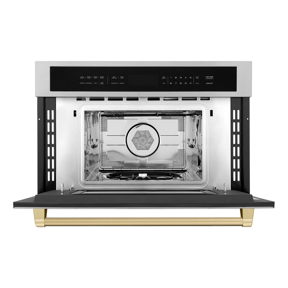 ZLINE Autograph Edition 30" 1.6 cu ft. Built-in Convection Microwave Oven in Stainless Steel and Champagne Bronze Accents (MWOZ-30-CB)