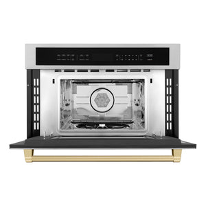 ZLINE Autograph Edition 30" 1.6 cu ft. Built-in Convection Microwave Oven in Stainless Steel and Champagne Bronze Accents (MWOZ-30-CB)