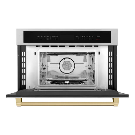 ZLINE Autograph Edition 30" 1.6 cu ft. Built-in Convection Microwave Oven in Stainless Steel and Champagne Bronze Accents (MWOZ-30-CB)