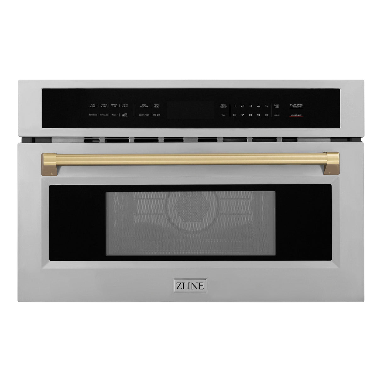 ZLINE Autograph Edition 30" 1.6 cu ft. Built-in Convection Microwave Oven in Stainless Steel and Champagne Bronze Accents (MWOZ-30-CB)