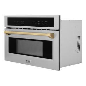 ZLINE Autograph Edition 30" 1.6 cu ft. Built-in Convection Microwave Oven in Stainless Steel and Champagne Bronze Accents (MWOZ-30-CB)