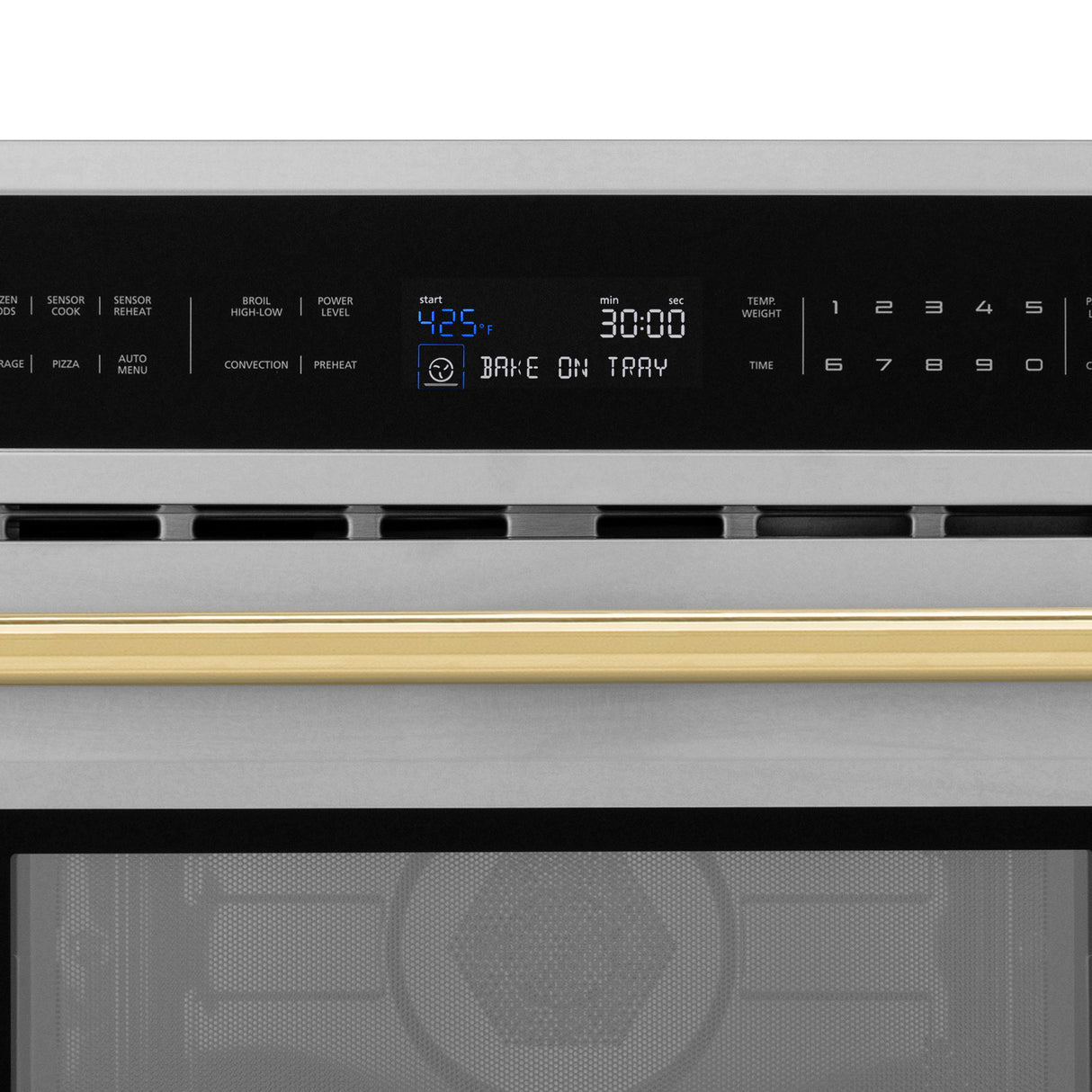 ZLINE Autograph Edition 30" 1.6 cu ft. Built-in Convection Microwave Oven in Stainless Steel and Gold Accents (MWOZ-30-G)