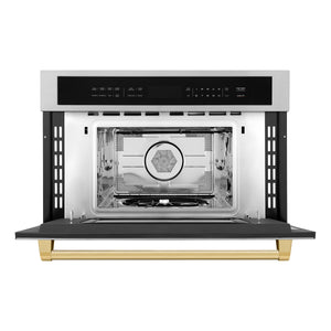 ZLINE Autograph Edition 30" 1.6 cu ft. Built-in Convection Microwave Oven in Stainless Steel and Gold Accents (MWOZ-30-G)