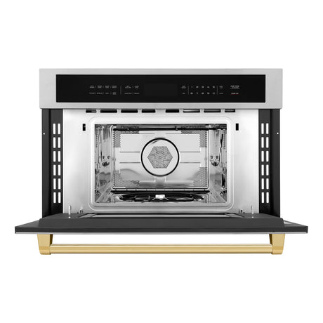 ZLINE Autograph Edition 30" 1.6 cu ft. Built-in Convection Microwave Oven in Stainless Steel and Gold Accents (MWOZ-30-G)