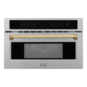 ZLINE Autograph Edition 30" 1.6 cu ft. Built-in Convection Microwave Oven in Stainless Steel and Gold Accents (MWOZ-30-G)