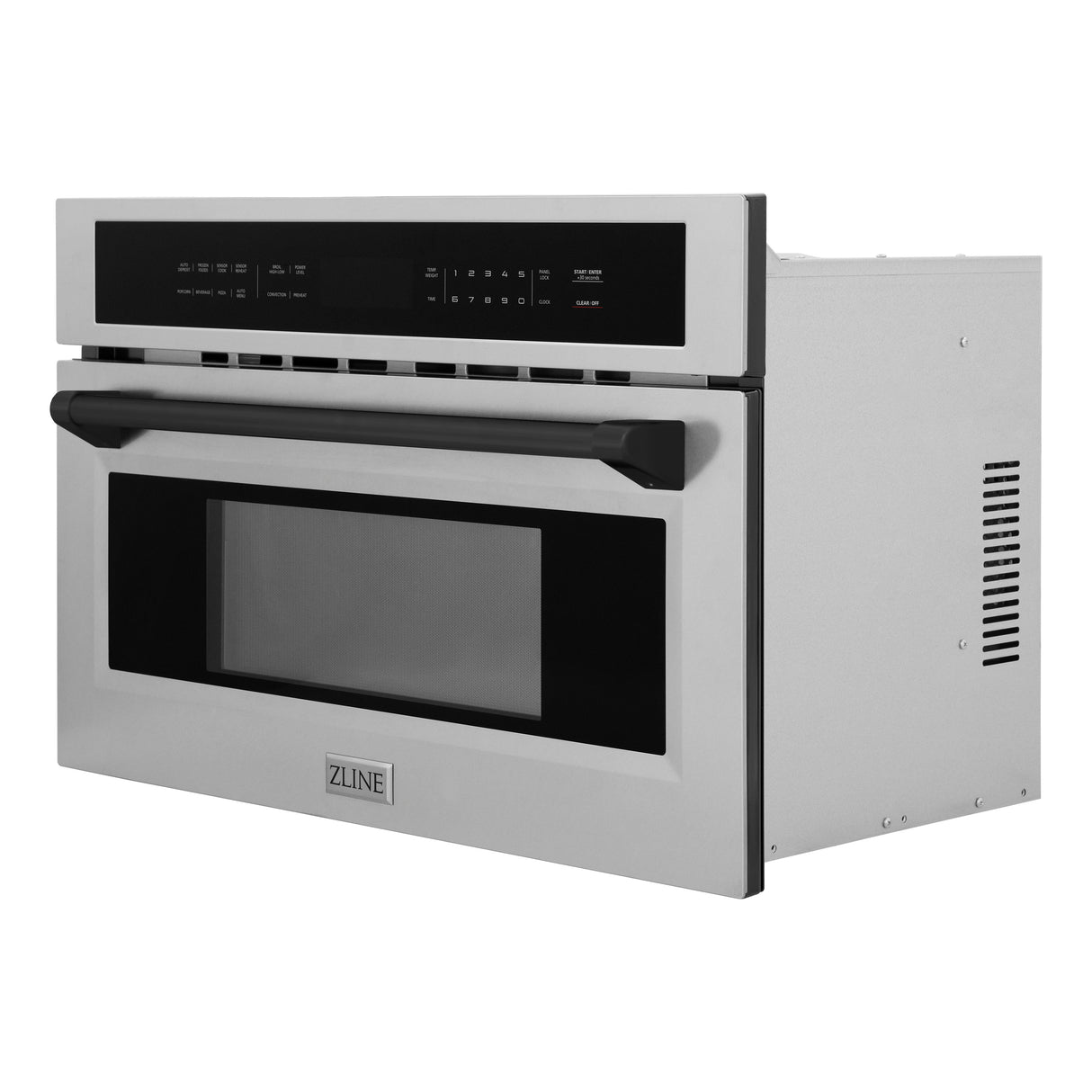 ZLINE Autograph Edition 30" 1.6 cu ft. Built-in Convection Microwave Oven in Stainless Steel and Matte Black Accents (MWOZ-30-MB)