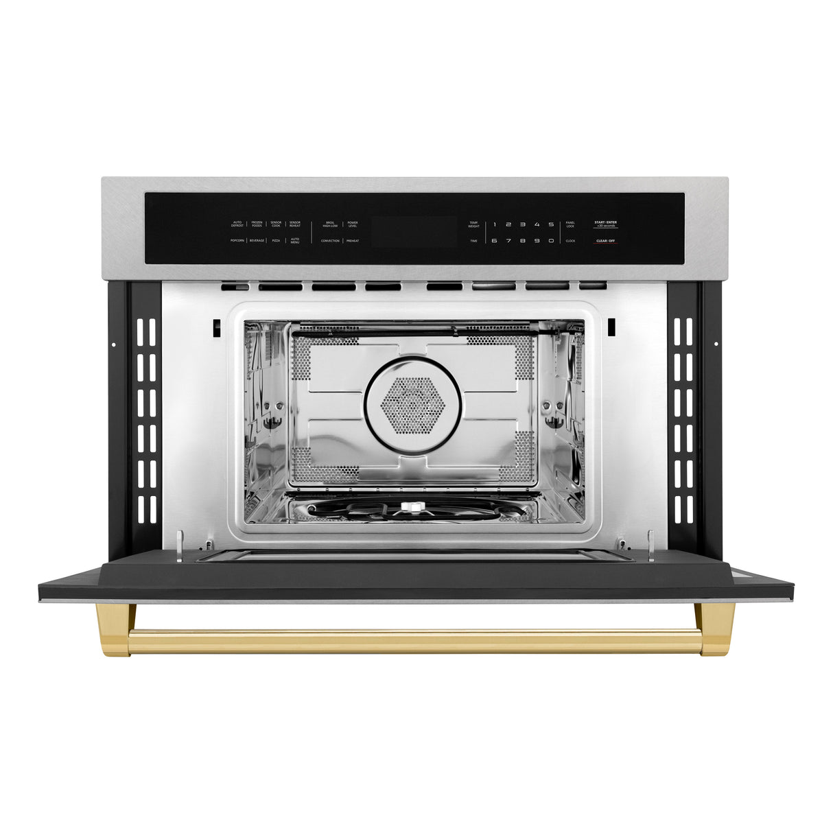 ZLINE Autograph Edition 30" 1.6 cu ft. Built-in Convection Microwave Oven in Fingerprint Resistant Stainless Steel and Gold Accents (MWOZ-30-SS-G)