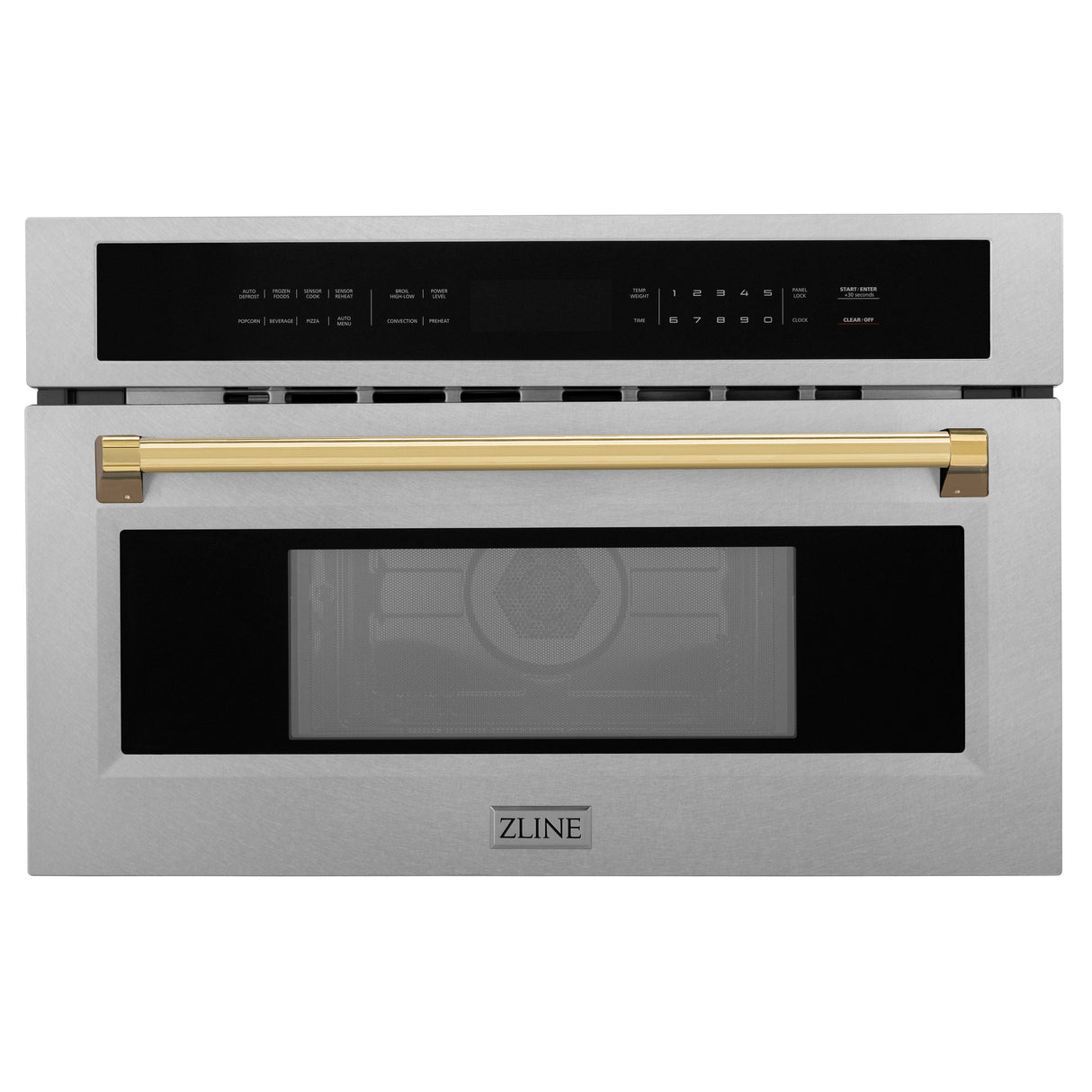 ZLINE Autograph Edition 30" 1.6 cu ft. Built-in Convection Microwave Oven in Fingerprint Resistant Stainless Steel and Gold Accents (MWOZ-30-SS-G)