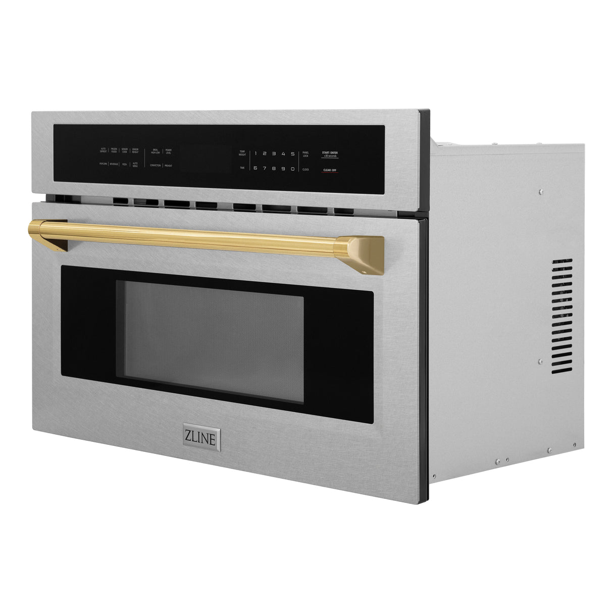 ZLINE Autograph Edition 30" 1.6 cu ft. Built-in Convection Microwave Oven in Fingerprint Resistant Stainless Steel and Gold Accents (MWOZ-30-SS-G)