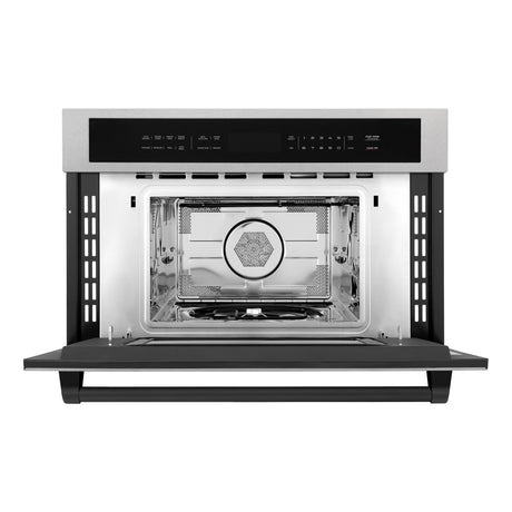 ZLINE Autograph Edition 30" 1.6 cu ft. Built-in Convection Microwave Oven in Fingerprint Resistant Stainless Steel and Matte Black Accents (MWOZ-30-SS-MB)