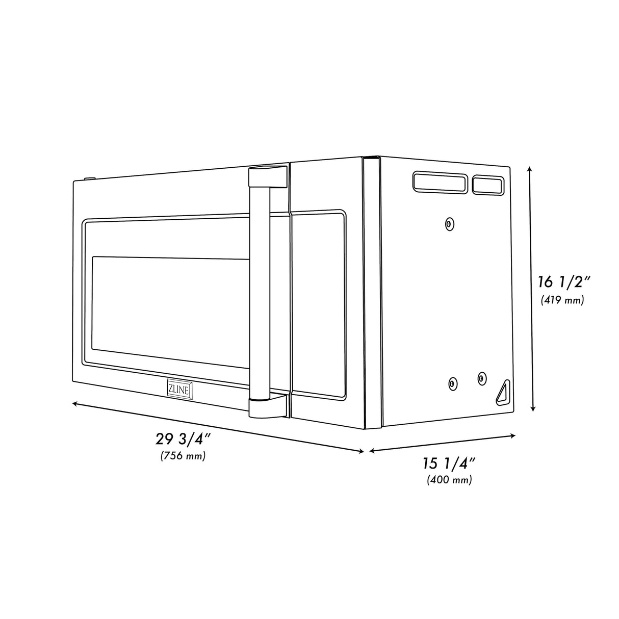 ZLINE 1.5 cu ft Over the Range Convection Microwave Oven in Stainless Steel with Traditional Handle and Sensor Cooking (MWO-OTR-H-30)