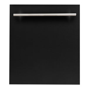 ZLINE 24" Black Matte Top Control Built-In Dishwasher with Stainless Steel Tub and Modern Style Handle, 52dBa (DW-BLM-H-24)