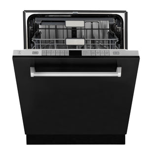 ZLINE 24" Monument Series 3rd Rack Top Touch Control Dishwasher in Black Matte with Stainless Steel Tub, 45dBa (DWMT-BLM-24)